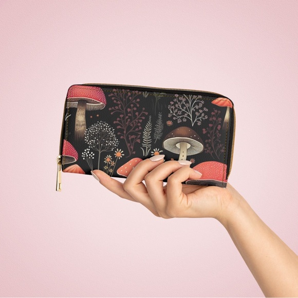 Witchy Fungi Zipper Wallet | Dark Forest Design | Witch-Themed, Mushrooms - Picture 6 of 6